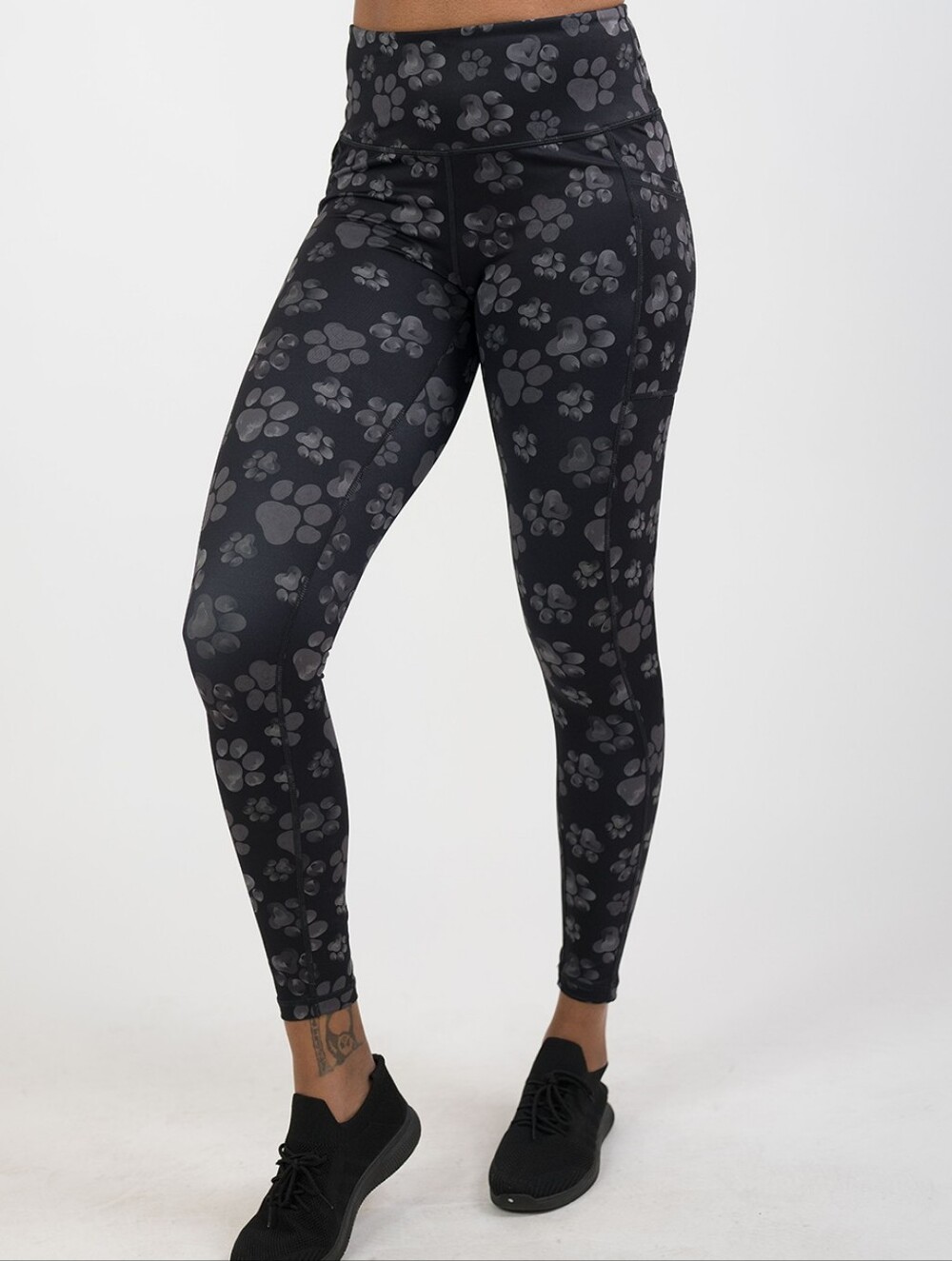 Constantly Varied Gear Black Paw Print High-Waist Leggings Sz S